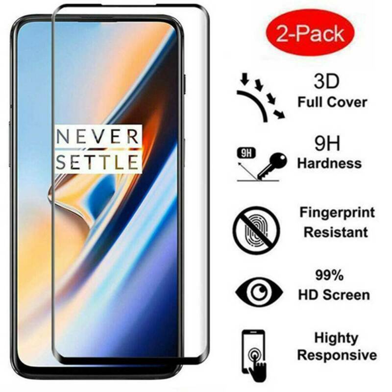 For OnePlus 7T Full Cover 9D Curved Tempered Glass 9H Screen Protector Black