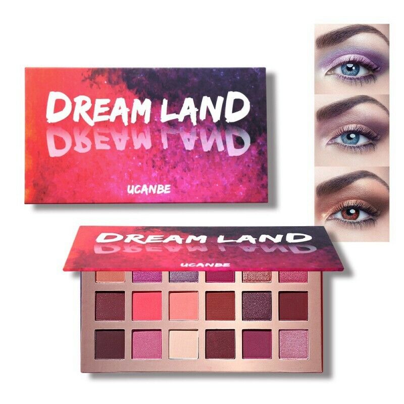 Ucanbe Shimmer Matte Dreamland Eyeshadow Makeup Palette 18 Color Purple Pin Q6W6