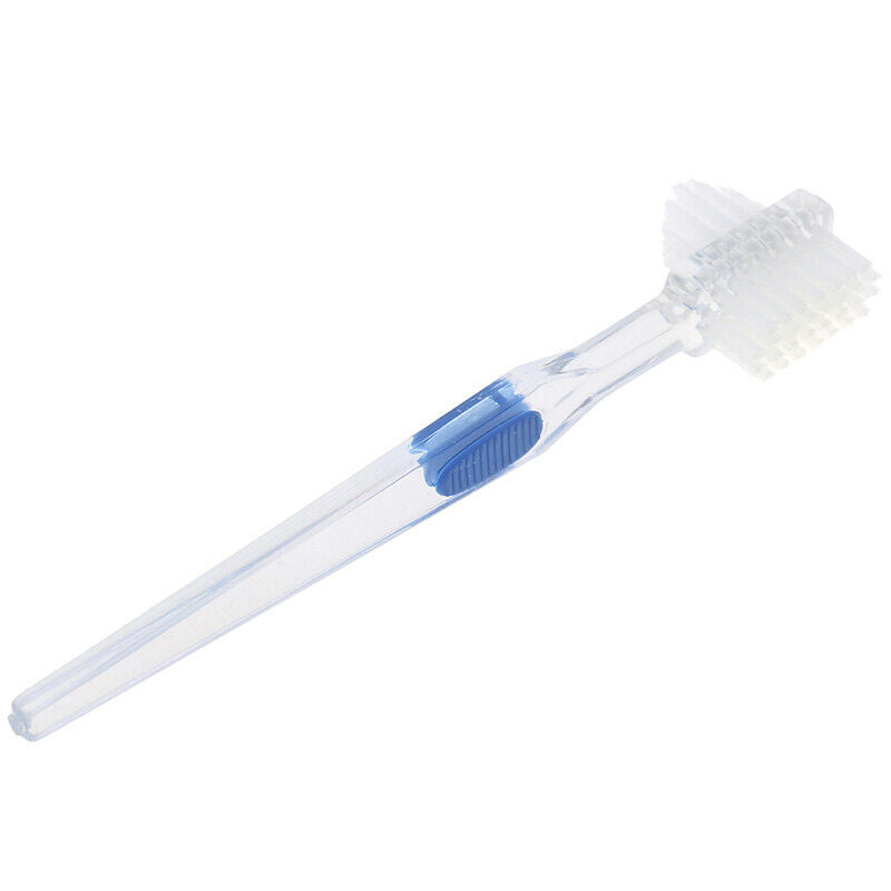 Double Side Denture Brush Ultra Soft Bristle Head False Teeth Toothbrush Oral Nw