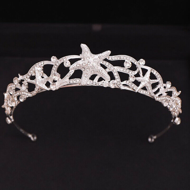 New Starfish Crown Bride Tiara Headwear Head Piece Princess Wedding Hair Jewe Hn