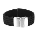 20mm Waterproof Stripe Pattern Silicone Watch Band Strap (Black)
