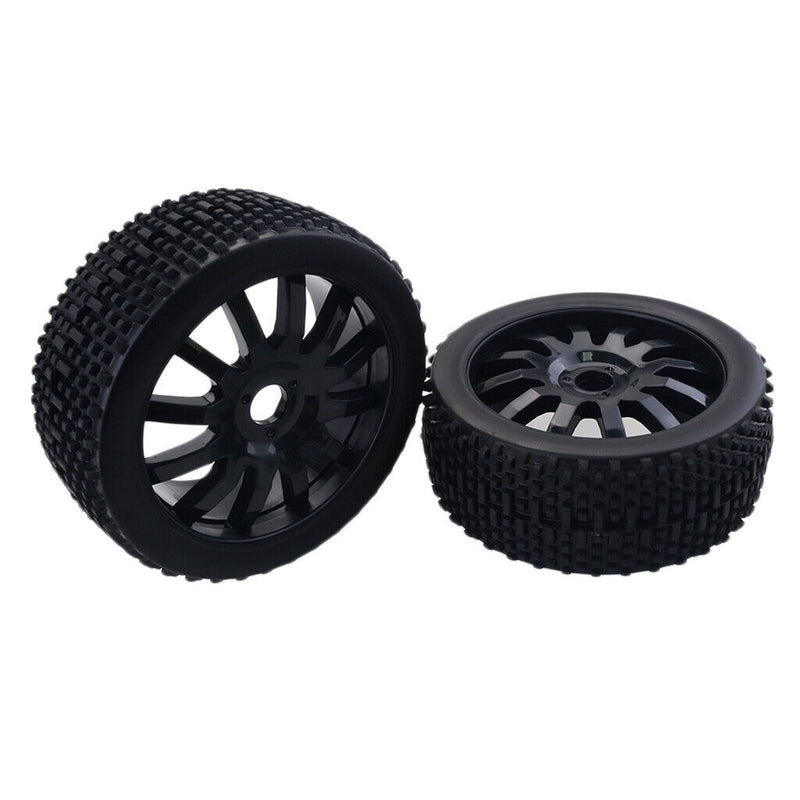 2pcs 1/8 Rubebr Tire Tyres Wheel Rim for Buggy On-road Car Models Black