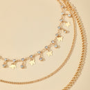 Fashion Women Butterfly Pendant Tassels Multi-layer Choker Necklace JewelrySEAU
