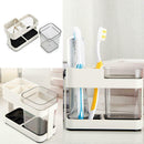 Toothbrush Dispenser Toothpaste Stand Holder Bathroom Storage Organizer White
