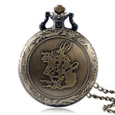 Fashion large bronze thin chain rabbit retro pocket watch retro Roman scale Q6E2