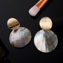 Fashion Round Shell Drop Dangle Earrings Metal Geometric Earrings For Women