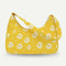 Women Flower Daisy Handbag Nylon Casual Underarm Shoulder Tote Bag (Yellow)
