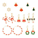 8 Pairs Snowflake Dangles Earrings Snowman Pendant Ear Hooks Christmas Gift