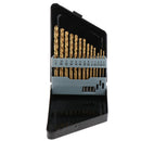 13Pcs M2 High Speed Steel Left Hand Twist Drill Bit Set with Nitride Coating