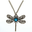 Beautiful Lovely Bronze Hollow Wings Dragonfly Pendant Long Chain Necklace  T4V4