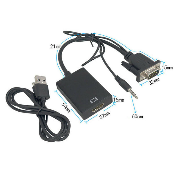 1080P HDMI Male to VGA Female Video Cable Cord Converter Adapter For PC HDTV TV