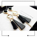 Leather Tassel Long Dangle Earrings For Women Fashion Jewelry Wood Exaggera