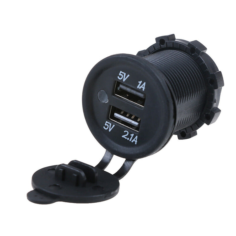 Dual 2 USB outlet 1A & 2.1A port socket charger for car boat motorcycle 12voltMO