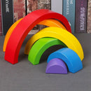 Colorful Wood Rainbow Building Blocks Toys Creative Assembling Blocks Circl A1P9