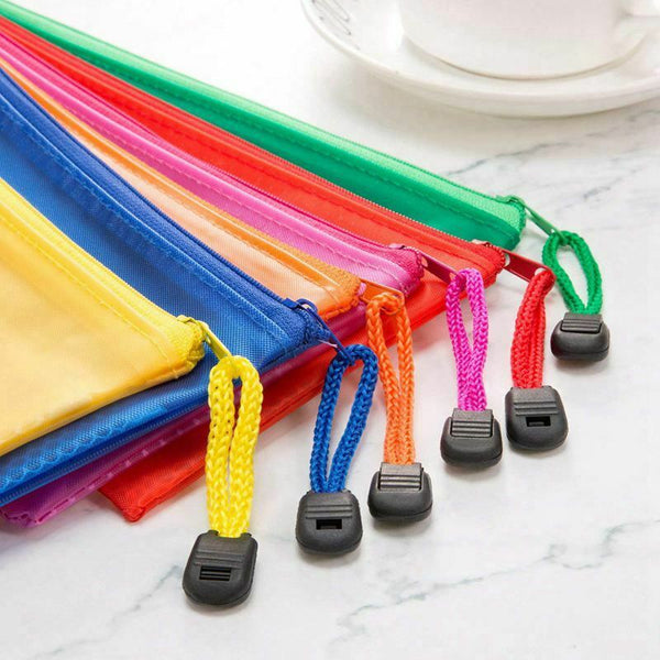 12 Pieces 6 Colors Pencil Pouch Zipper File Bags Waterproof Double Layer fo Y5V9