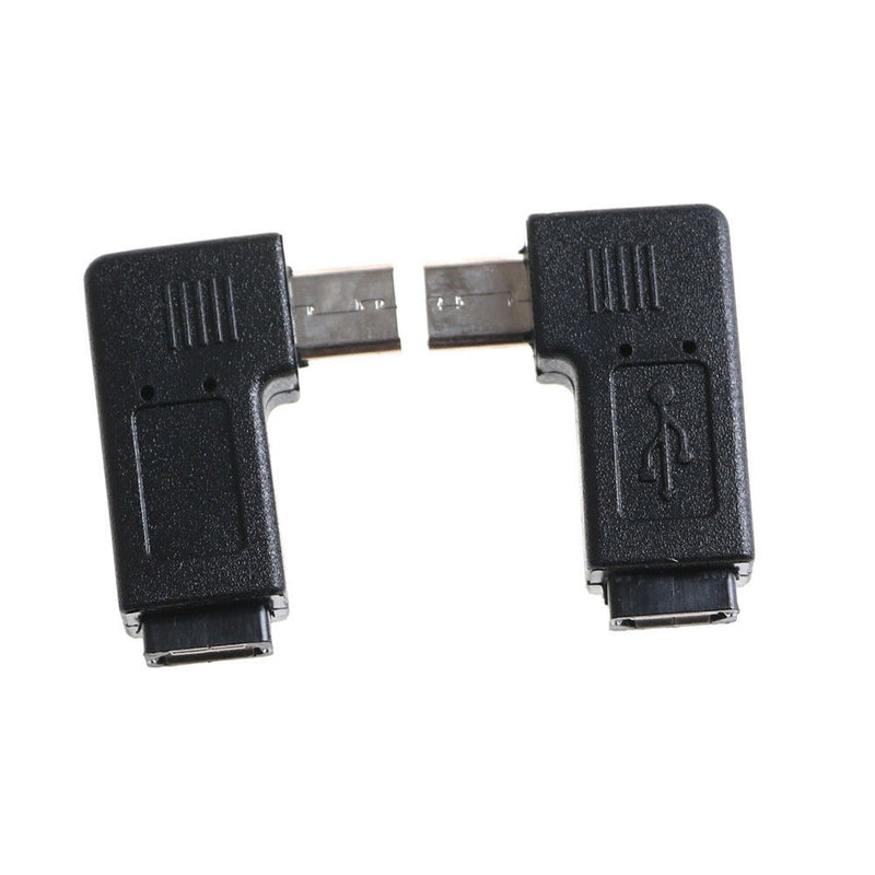 2X 90 Degree Micro Left &Right Angle USB Male to Female Plug Adapters Charger~Z