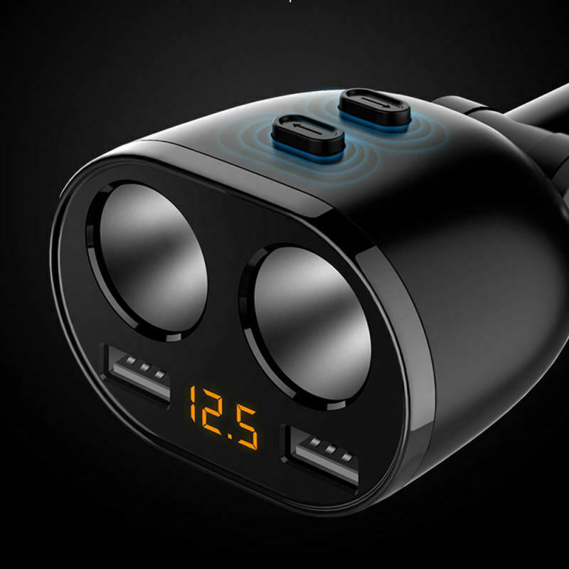 Fireproof Dual USB Car Charger One Point Two Car Cigarette Lighter Black sd