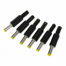 5.5mm x 2.5mm DC Power Plugs Male Barrel Connectors Black 6Pcs