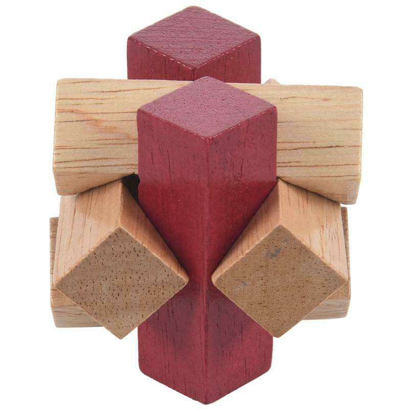 Wooden Unlock Ring Lock Wood Knot Locks Logic Puzzle Burr Puzzles Brain Tea V6Q9