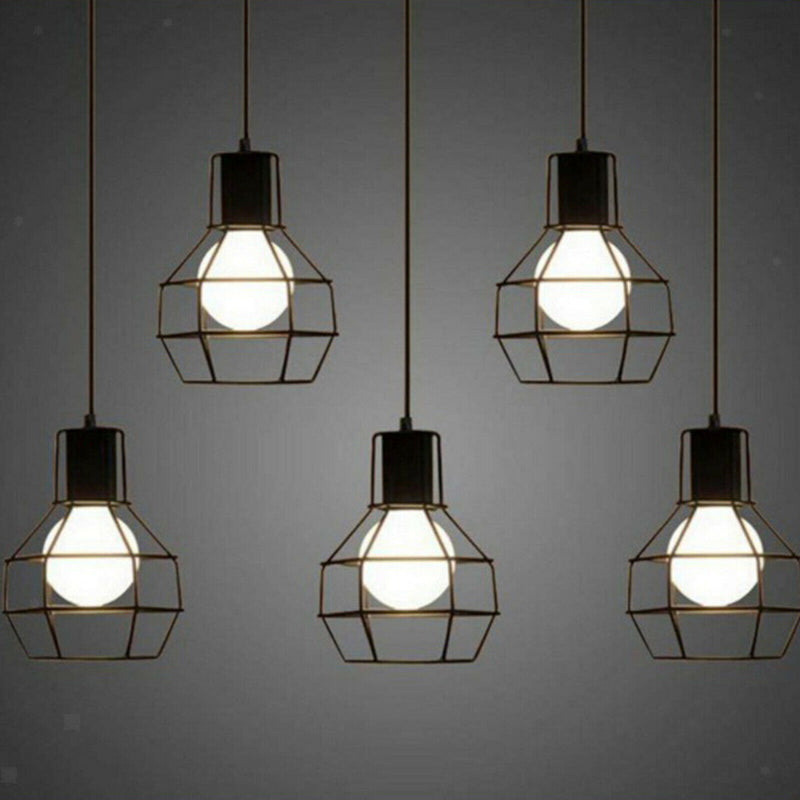 Wire Frame Pendant Light Loft Ceiling Lamp Shade Home Decor Lamp Covers Home Bar