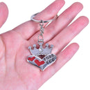 2Pcs Novelty Fashion Crown Love Heart Keyring Couple Keychain Key Ring Gift
