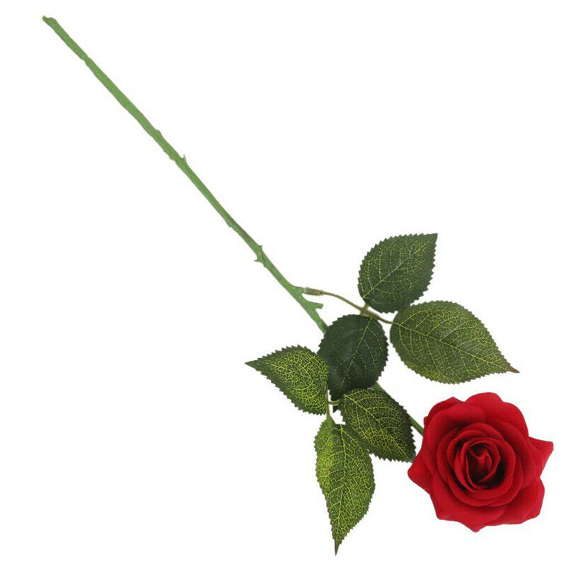 1 Realistic Artificial Rose Flower Wedding Home Decor Crafts - Red