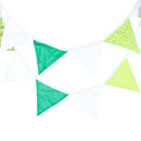 3.2m Green White Fabric Triangle Flags Banners Decor Bunting Pennant