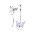 Korean Fairy Yarn Butterfly Long Earrings Asymmetric Butterfly Imitation Pe I2X8