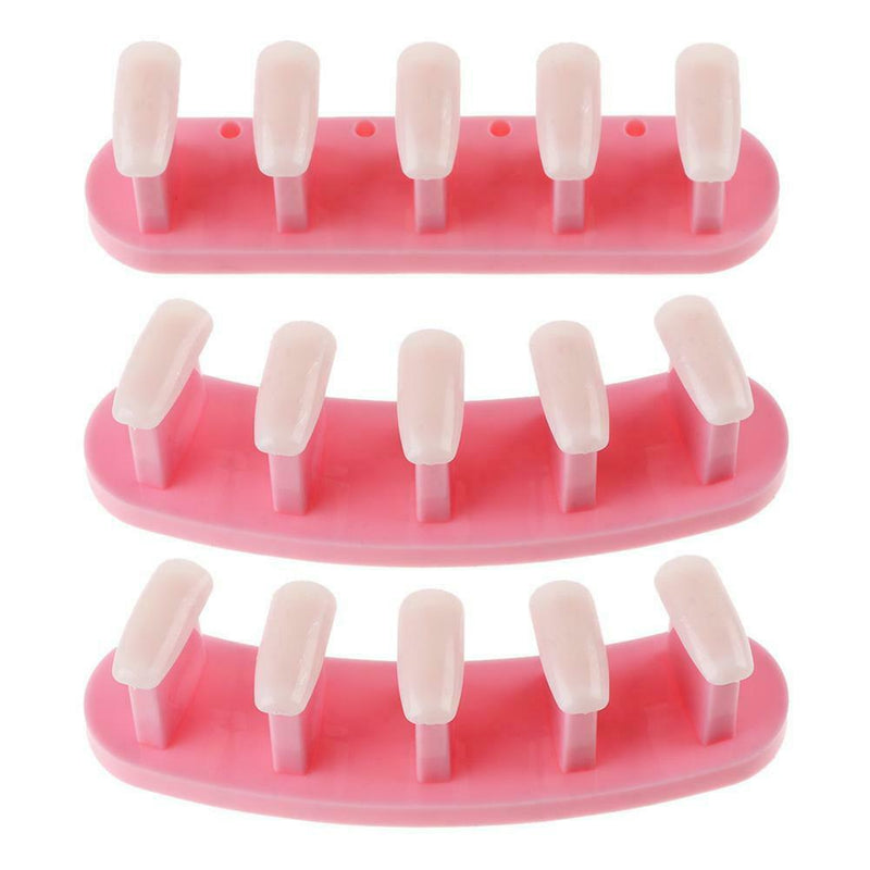 3 in 1 Nail Holder Practice Training Display Stand w/15pcs Nail Tips (Pink)