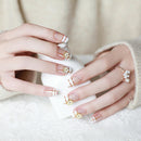 24Pcs Acrylic false french nails full finger nail art cover manicure+2g gel M&E