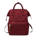 Solid Color Travel Backpacks Corduroy Women Large Top-handle Bags (Red)