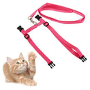 Adjustable Pet Cat Belt Nylon Leash Collar Harness Strap Rope with lead Pink