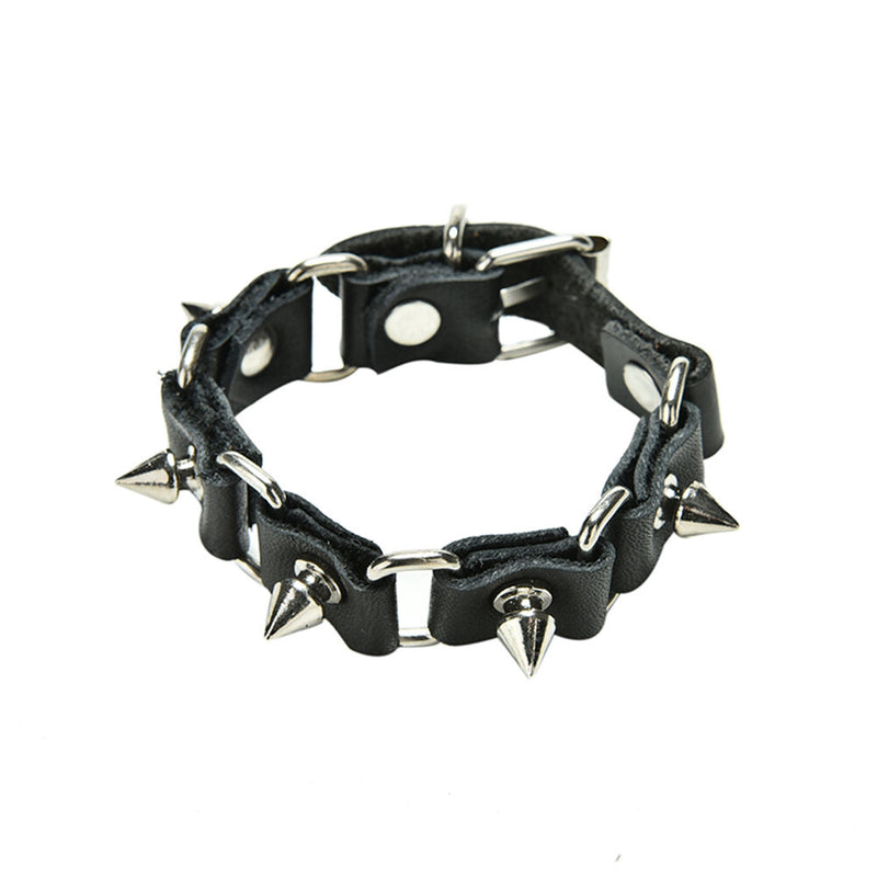 1 X  Metal Cone Stud Spikes Rivet Leather Wristband Bangle Cuff Bracelet JBMWTO