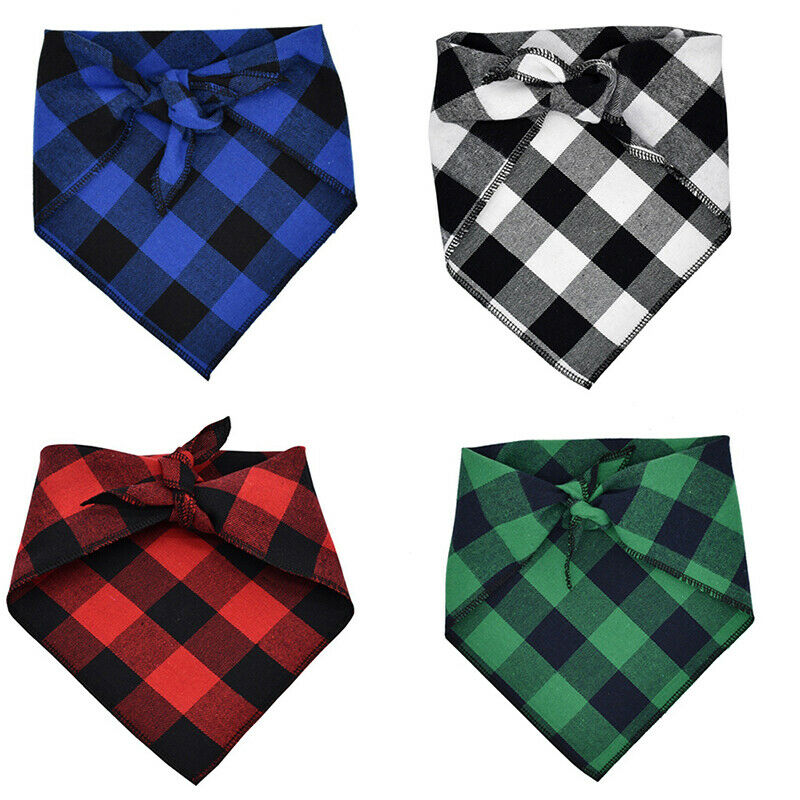 4PCs Pet Scarf Pet Bandana For Plaid Ties Collar Cat Dog Triangular BandageJ Kw