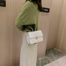 Fashion Women Messenger Shoulder Bag Leather Flap Crossbody Handbag (White) A