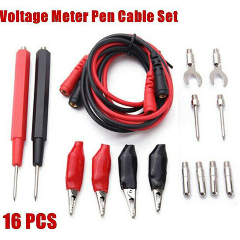 16 in 1 Digital Multimeter Test Leads Probes Volt Meter Cable Clip Alligator Ew