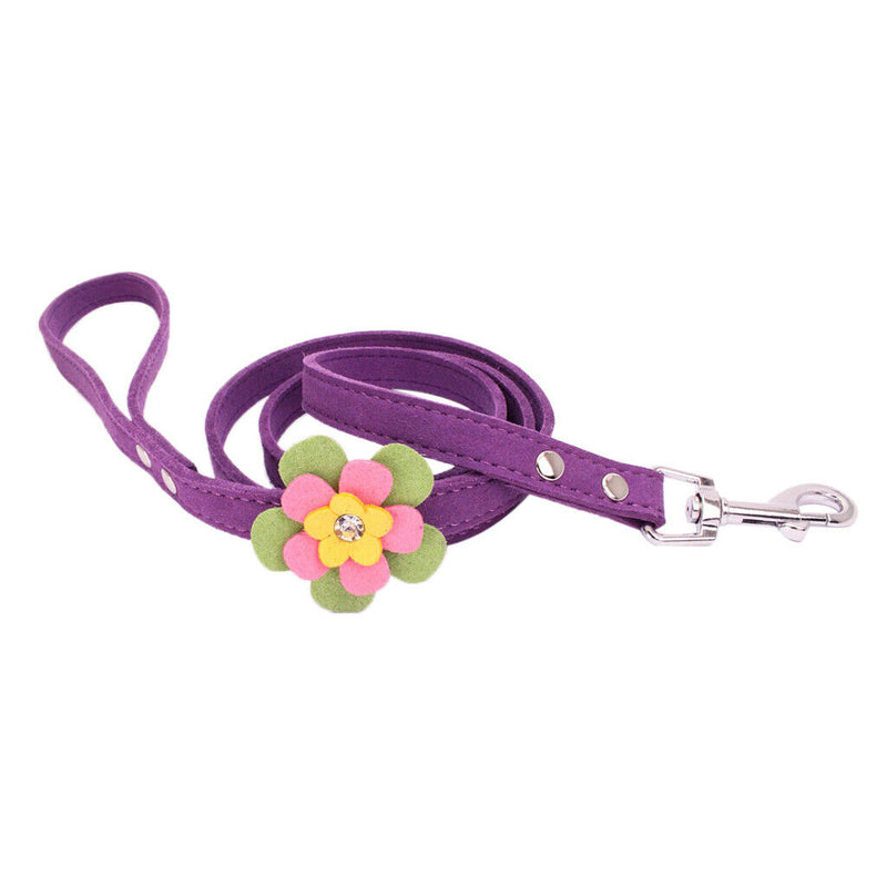 Pet Cat Dog Adjustable Harness Walking Lead Leash Chest Strap Deep Purple S