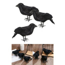 3Pcs Artificial Black Feathered Raven Crows Prop Halloween Garden Scarecrow