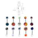 Gem Ball Stud Stainless Steel Belly Button Navel Barbell RINGS Piercings y GFJ