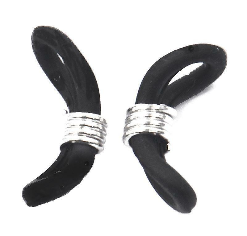 25x Eye Glasses Spectacle Chain Strap Holder Rubber Loop End 20mm Black