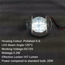 DC 12V Marine Boat Transom Round Stainless Steel Cold White LED Stern Light A