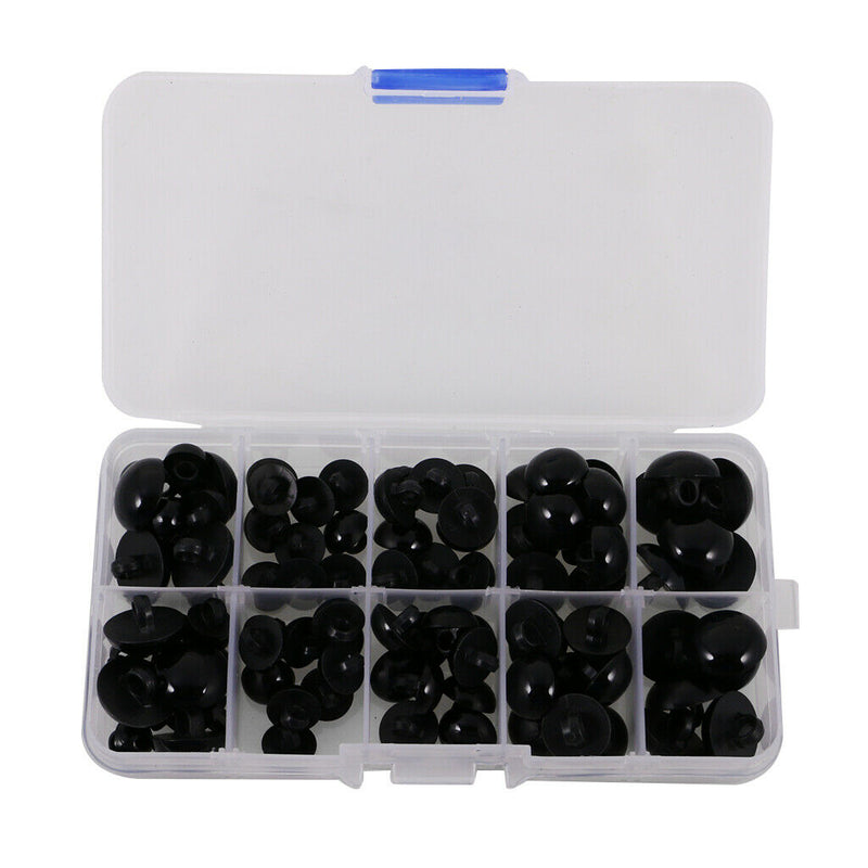 100pcs 9-15mm Round Mushroom Domed Black Plastic Safety Eyes and Nose for Bear,