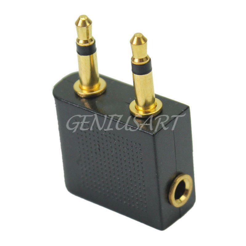 3.5mm Airplane Travel Headphone Earphone Jack Socket Plug Splitter Cable Adapter