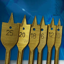 6pcs Titanium Plating Industrial Spade Paddle Flat Wood Boring Drill Bit 10-25mm