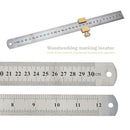 30cm Steel Ruler Woodworking Angle Scriber Brass Locator Positioning Block