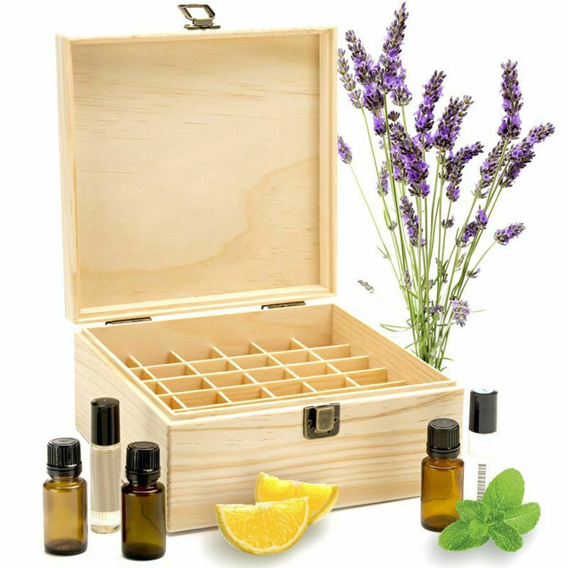 Wooden Storage Box 1pc Carry Organizer Essential Oil Bottles Aromatherapy C Q6N5