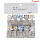 10pc/lot DIY Animal Wooden Photo Clips and Staples Mini School Office Suppli_