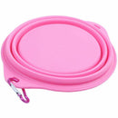 Pet Dog Folding Dish Bowl Travel Portable Water Feeding Feeder buckle Pink