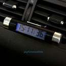 2 in 1 Blue Backlight Digital LCD Car Air Outlet Clip-on Clock Thermometer