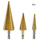 3PCS 4-12/20/32mm HSS 4241 Titanium Nitride Cutter Coated Step Shank Dril ESQ